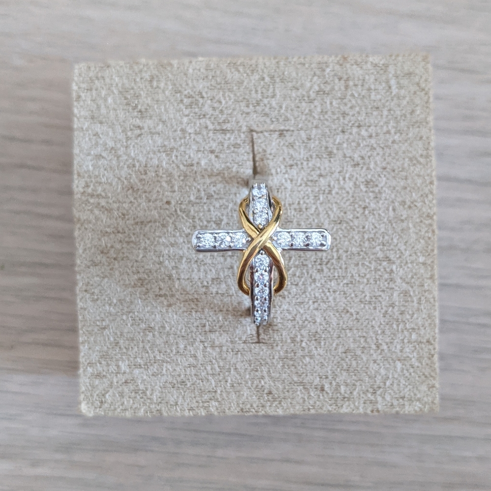 Cubic Zirconia Rhodium & Gold over silver ring